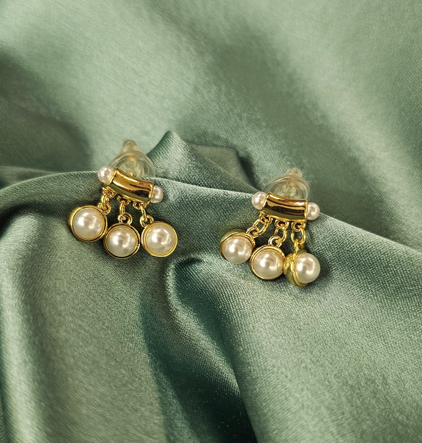 Triple Pearl Drop Earrings