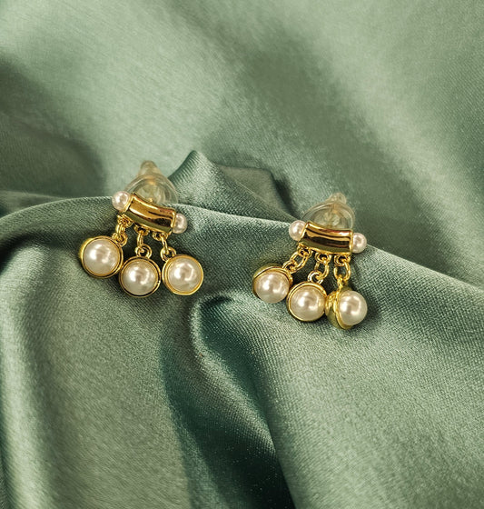 Triple Pearl Drop Earrings