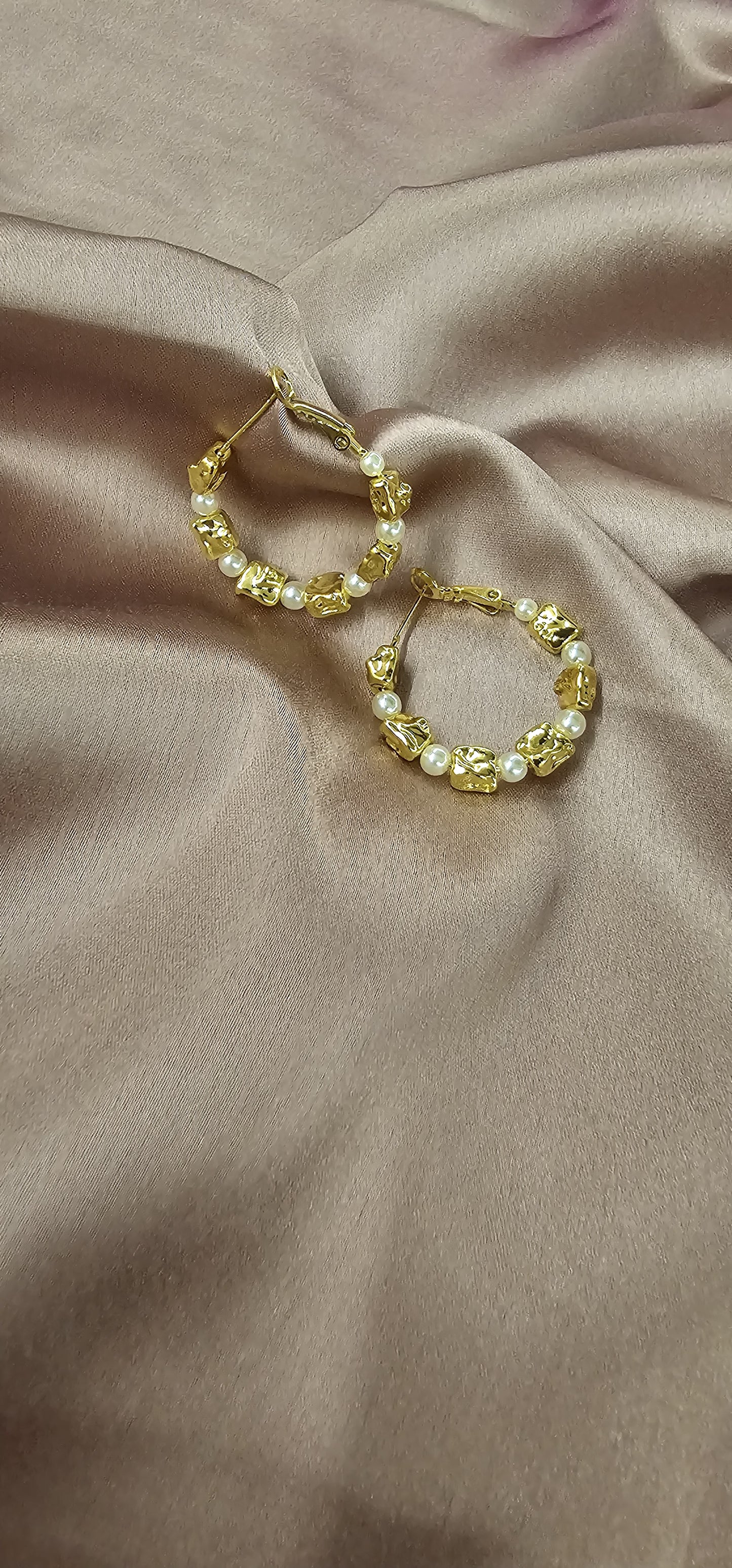 Molten Gold & Pearl Hoops