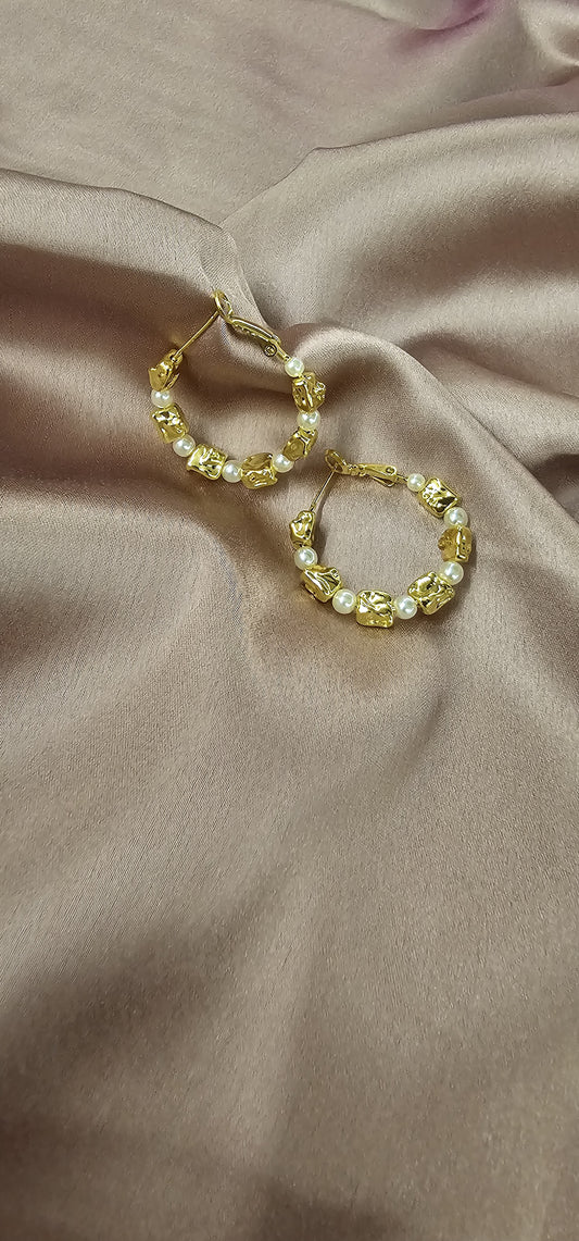 Molten Gold & Pearl Hoops