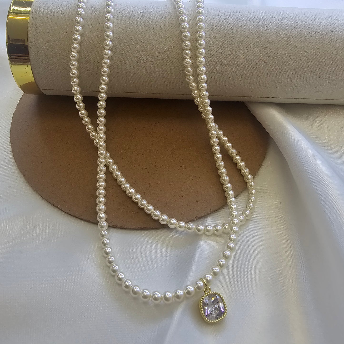 Long Pearl Chain with Crystal Drop