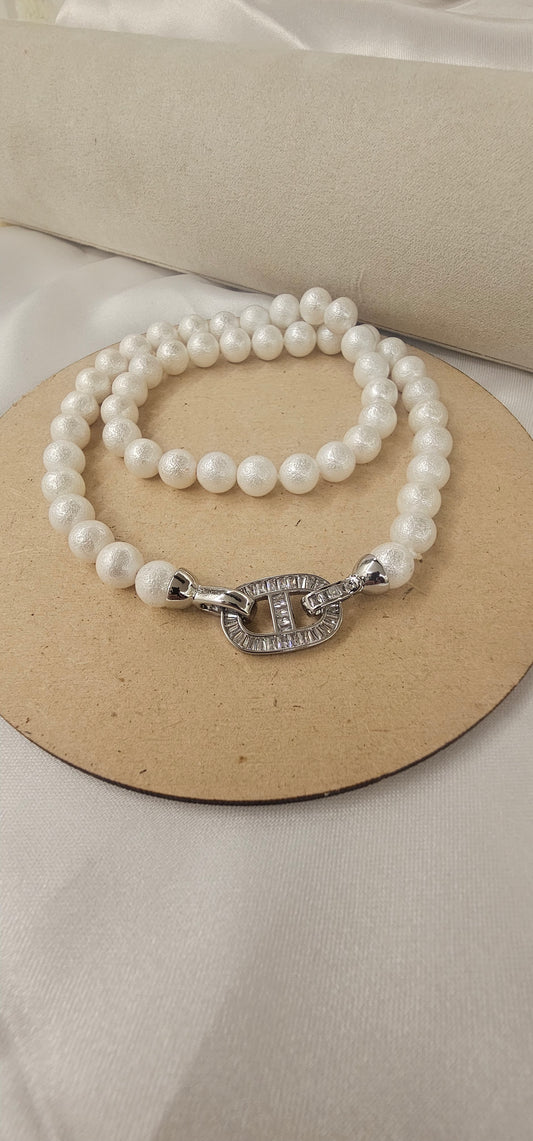 Crystal Link Pearl Choker