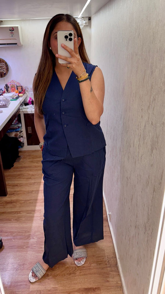 Navy Tailored Vest & Trouser Set