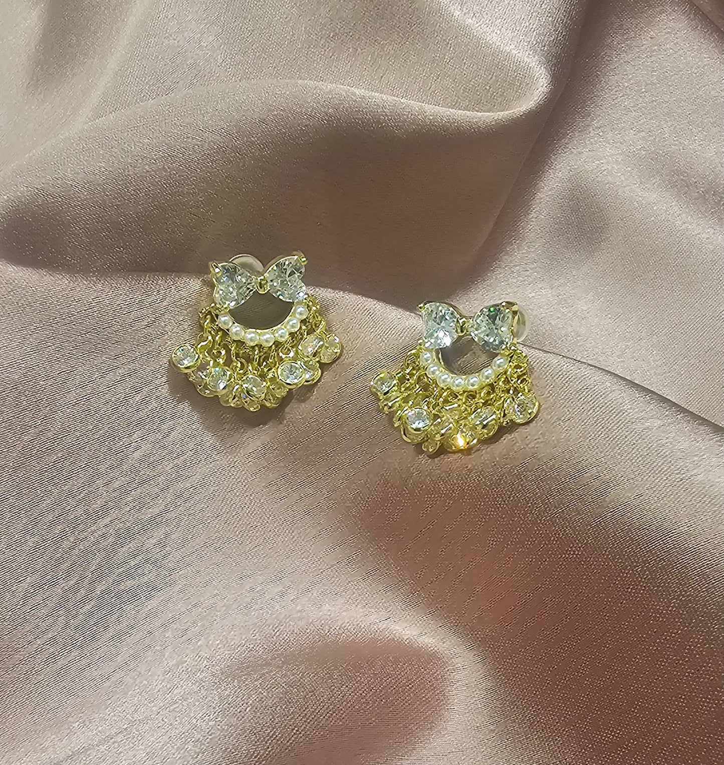 Dainty Bow Chandelier Studs