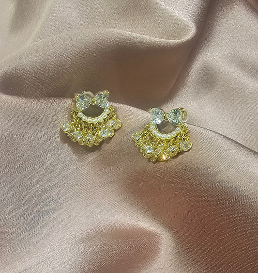 Dainty Bow Chandelier Studs