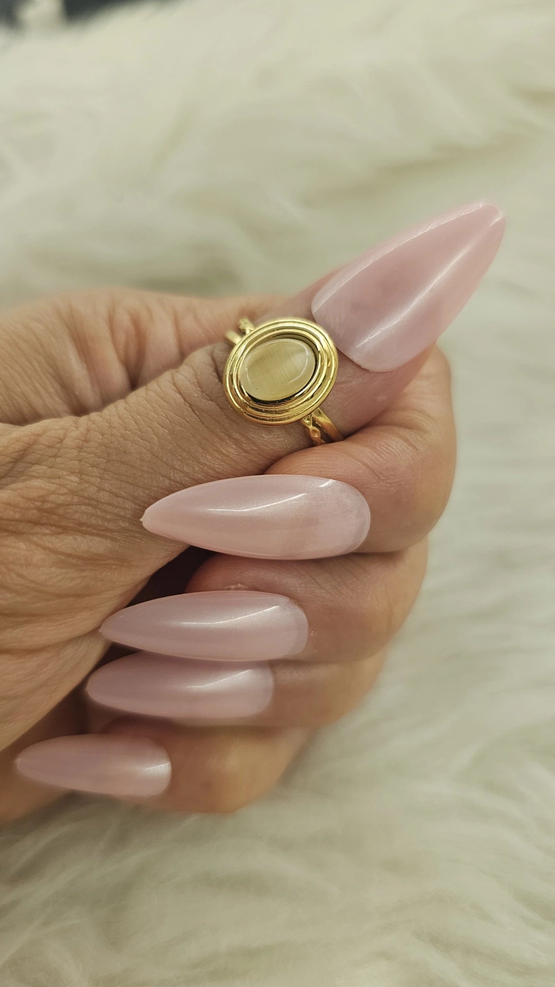 Oval Cat's Eye Stone Statement Ring