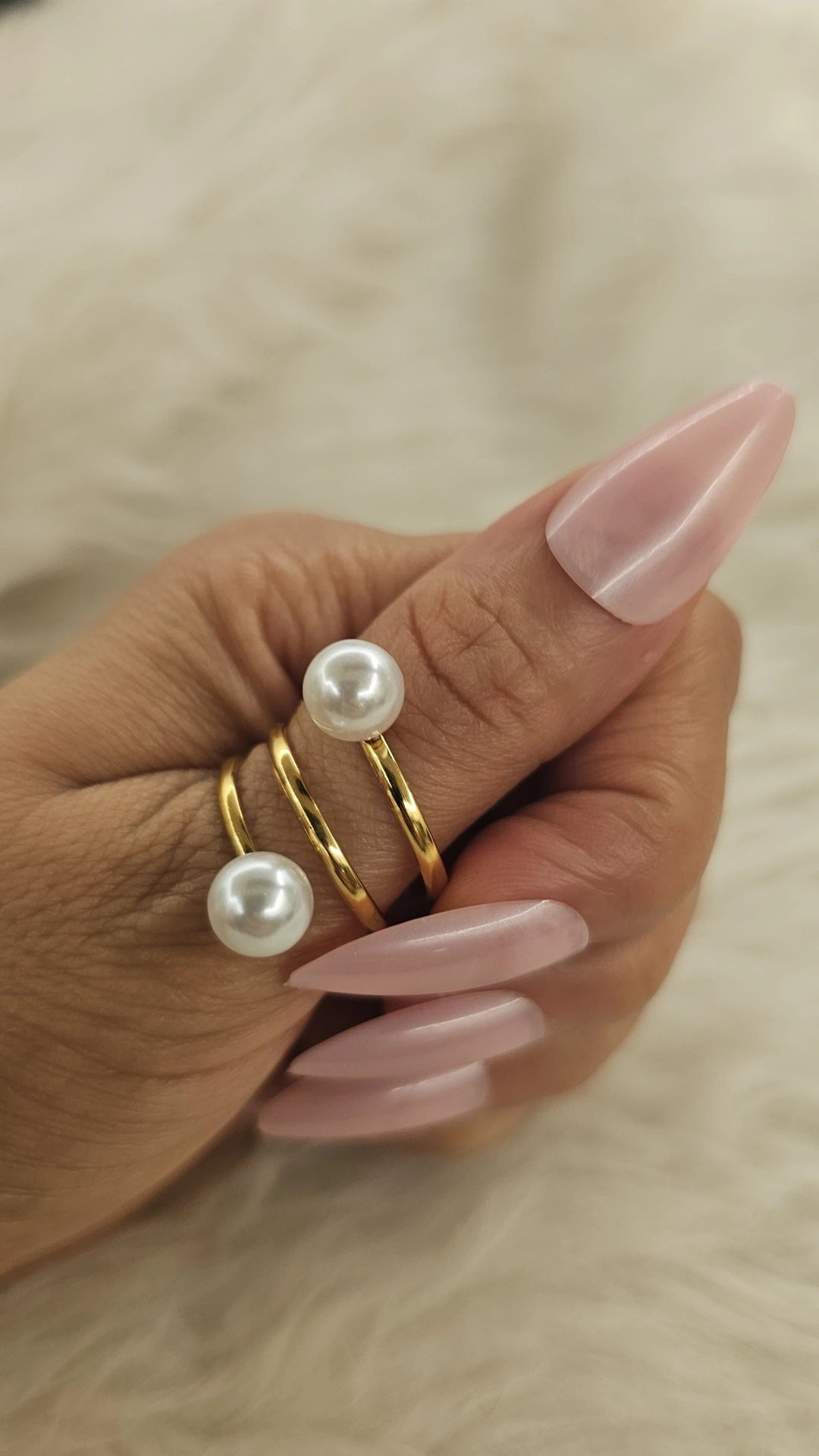 Double Pearl Spiral Wrap Ring