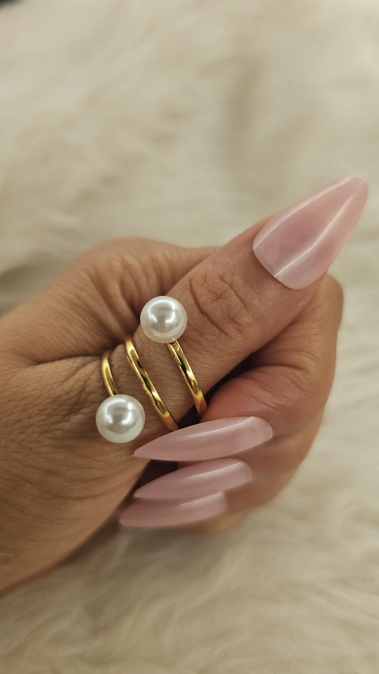 Double Pearl Spiral Wrap Ring