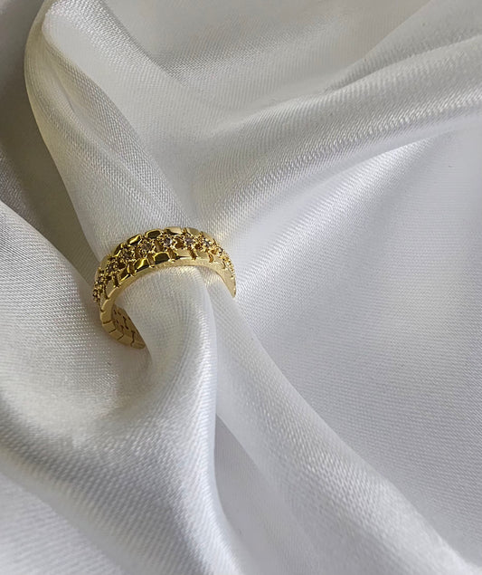 Wide Pave Micro-Textured Band Ring