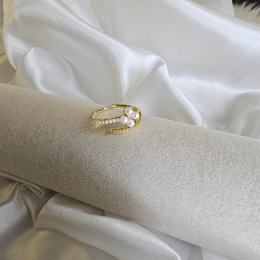Cluster Pearl Pave Wrap Ring