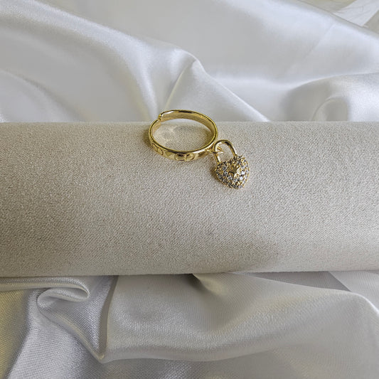 Lock & Key Charm Dangle Ring