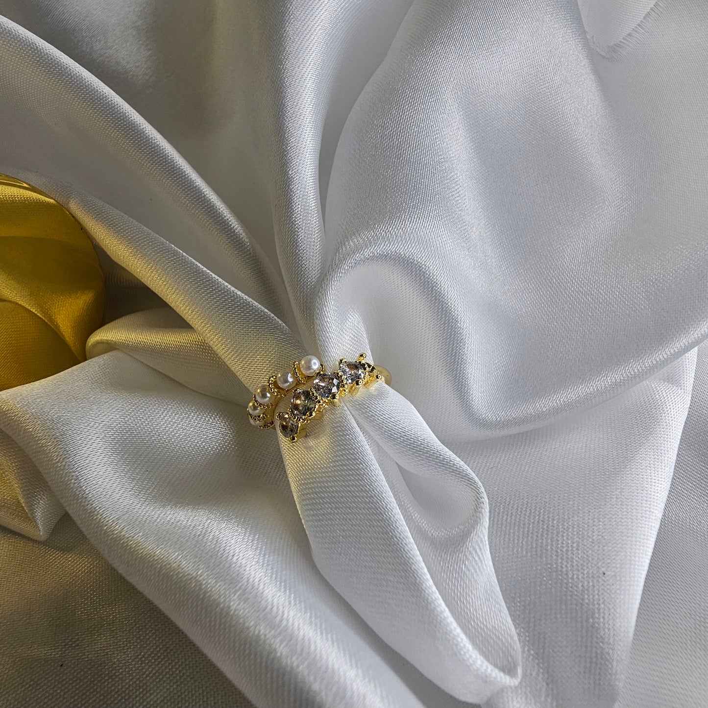 Layered Pearl & Pave Stack Ring