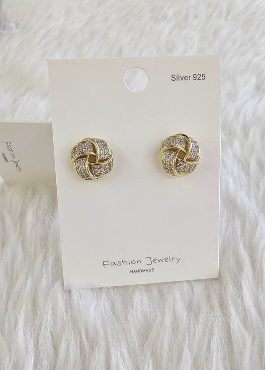 Pave Intertwined Knot Studs