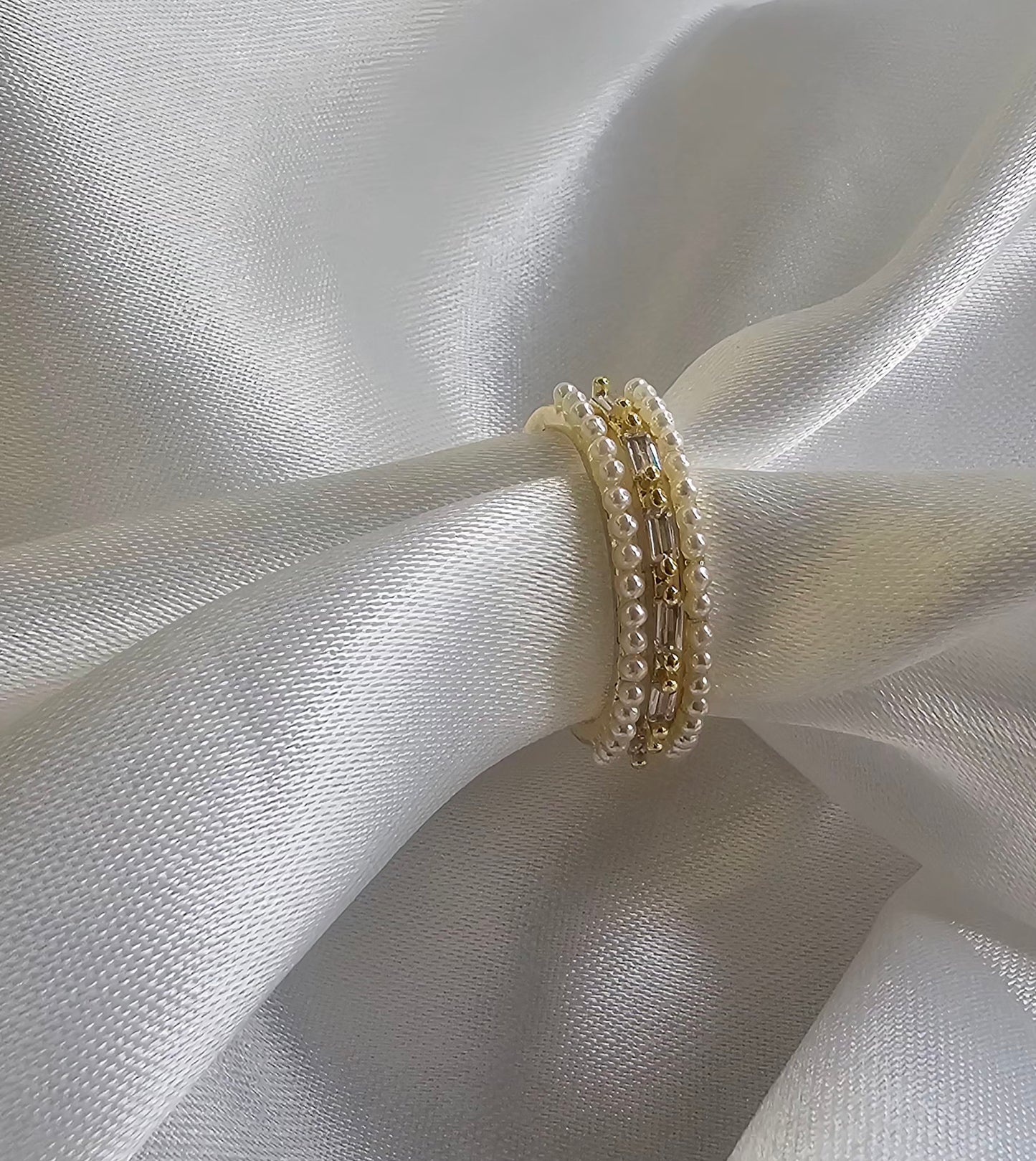 Five-Band Beaded & Crystal Ring