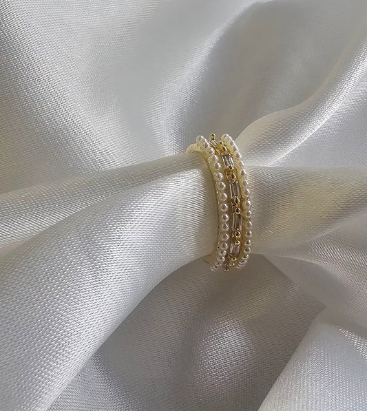 Five-Band Beaded & Crystal Ring