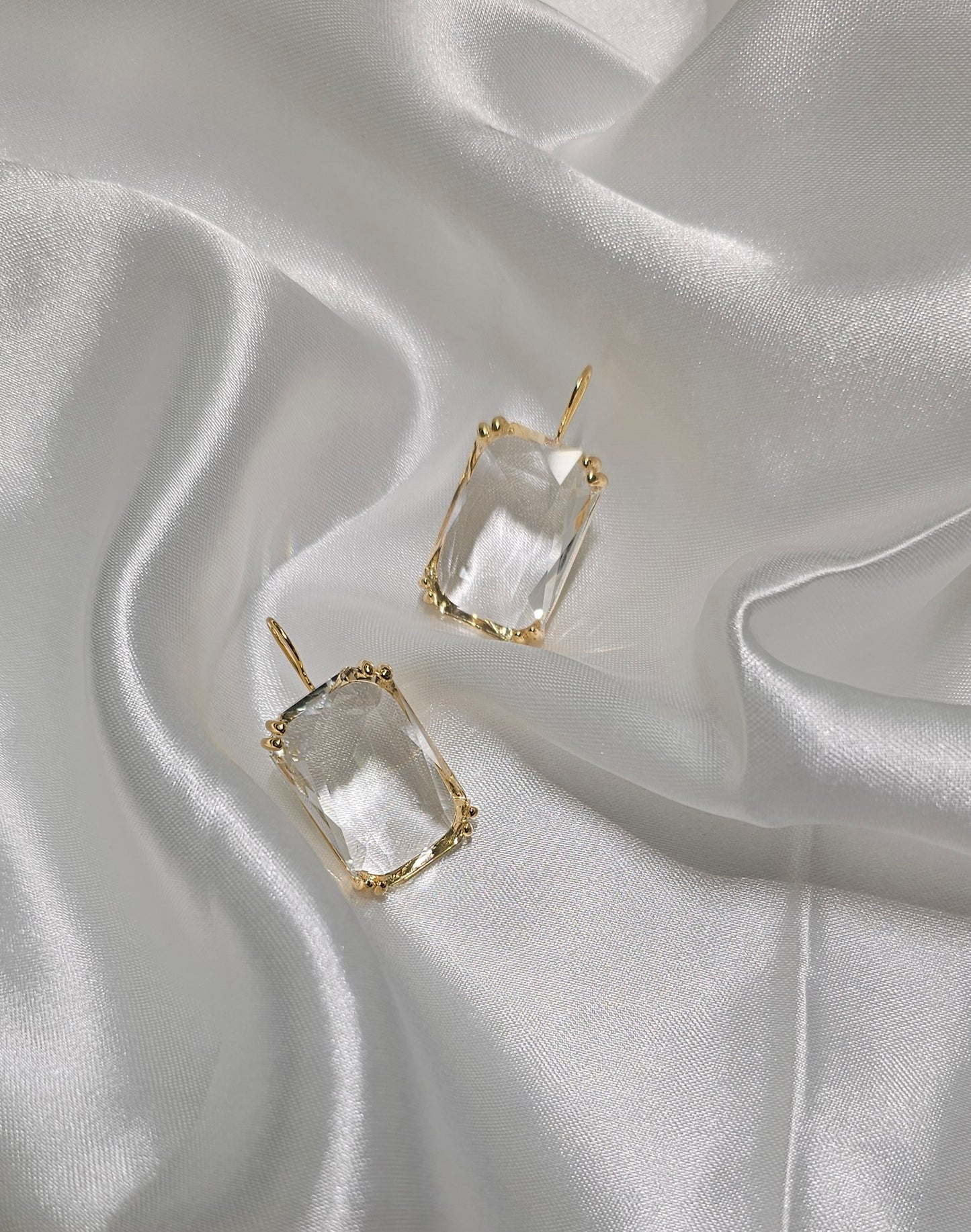 Crystal Rectangle Drop Earrings