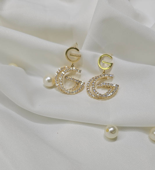 Dazzling Initial G Drop Earrings