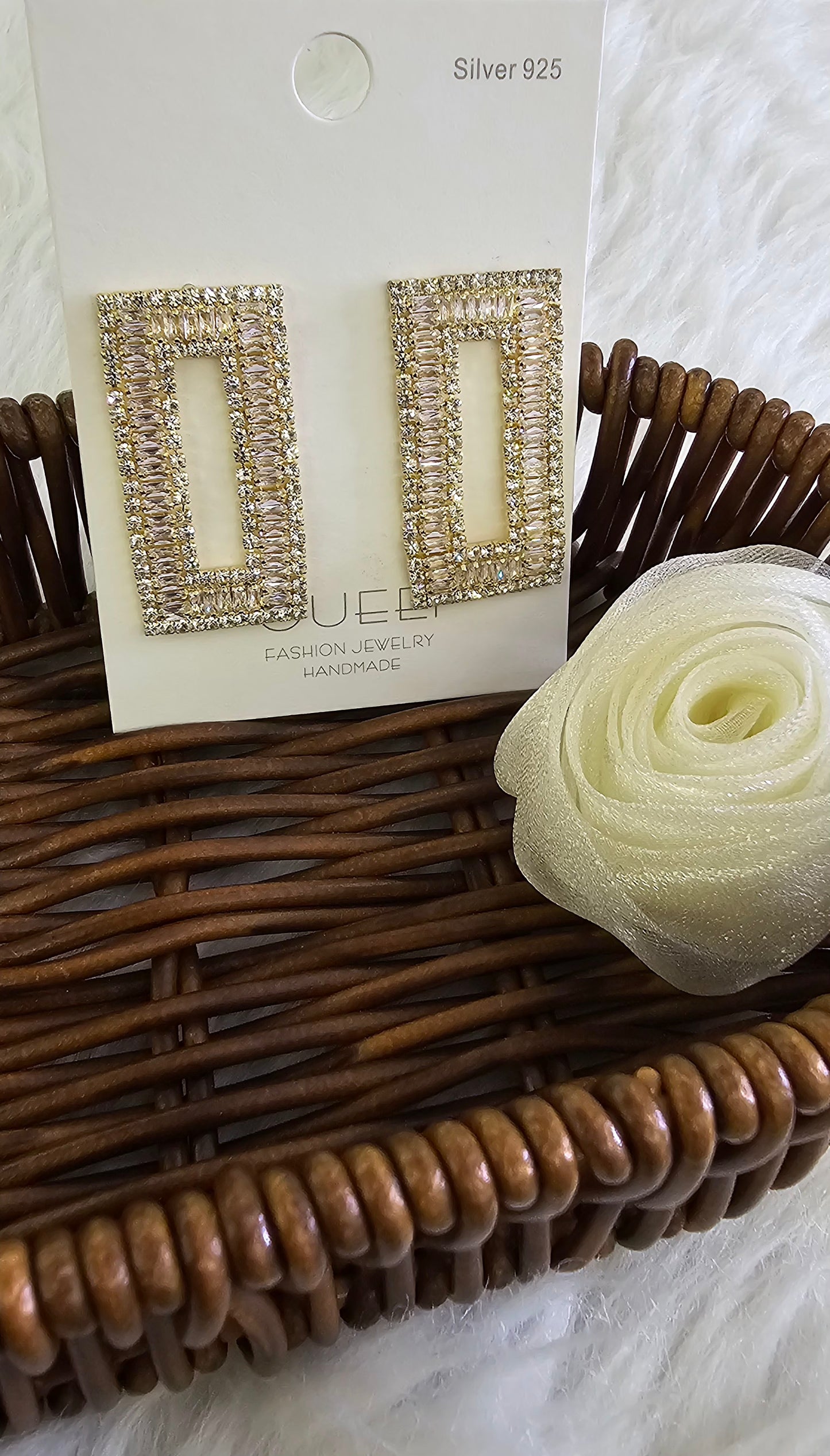 Rectangular Pave Hoop Earrings