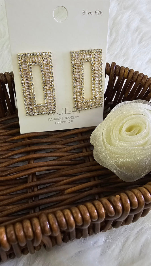 Rectangular Pave Hoop Earrings