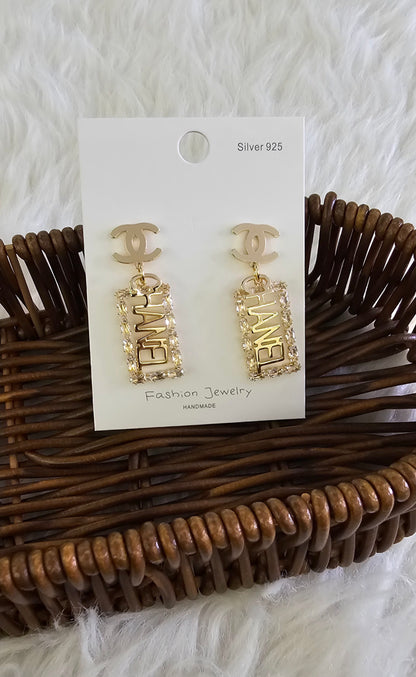 Monogram Bar Dangle Earrings