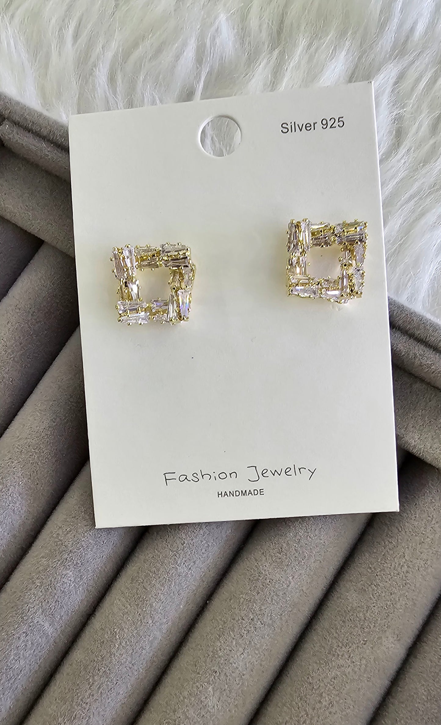 Open Square Pave Studs