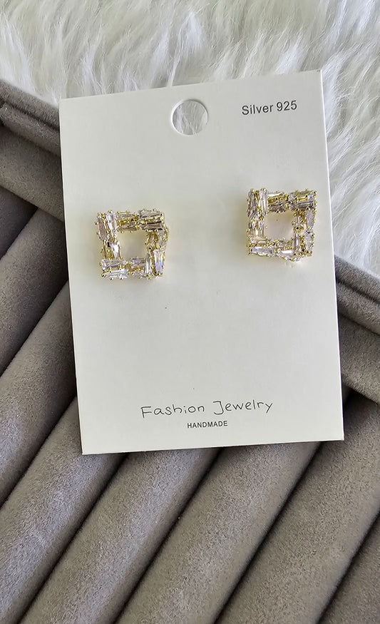 Open Square Pave Studs