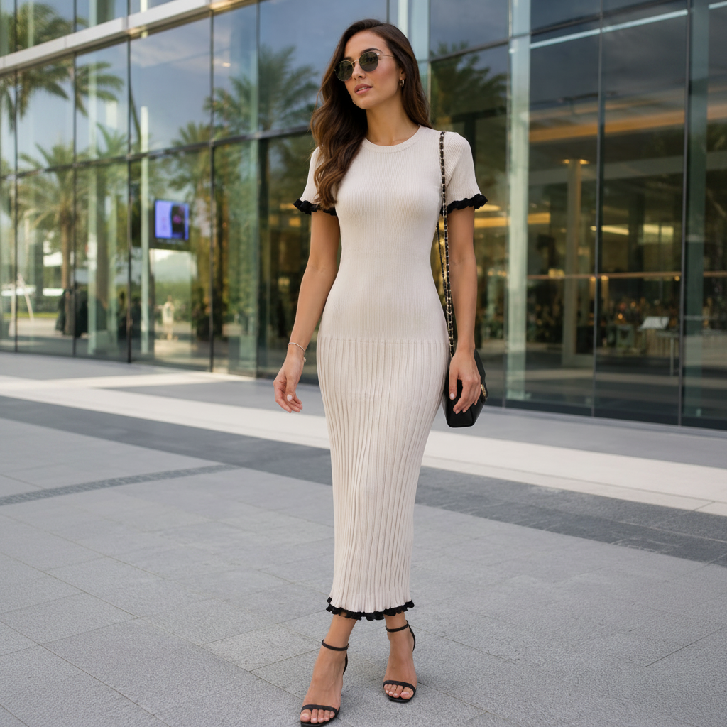 Ribbed  body fit dress