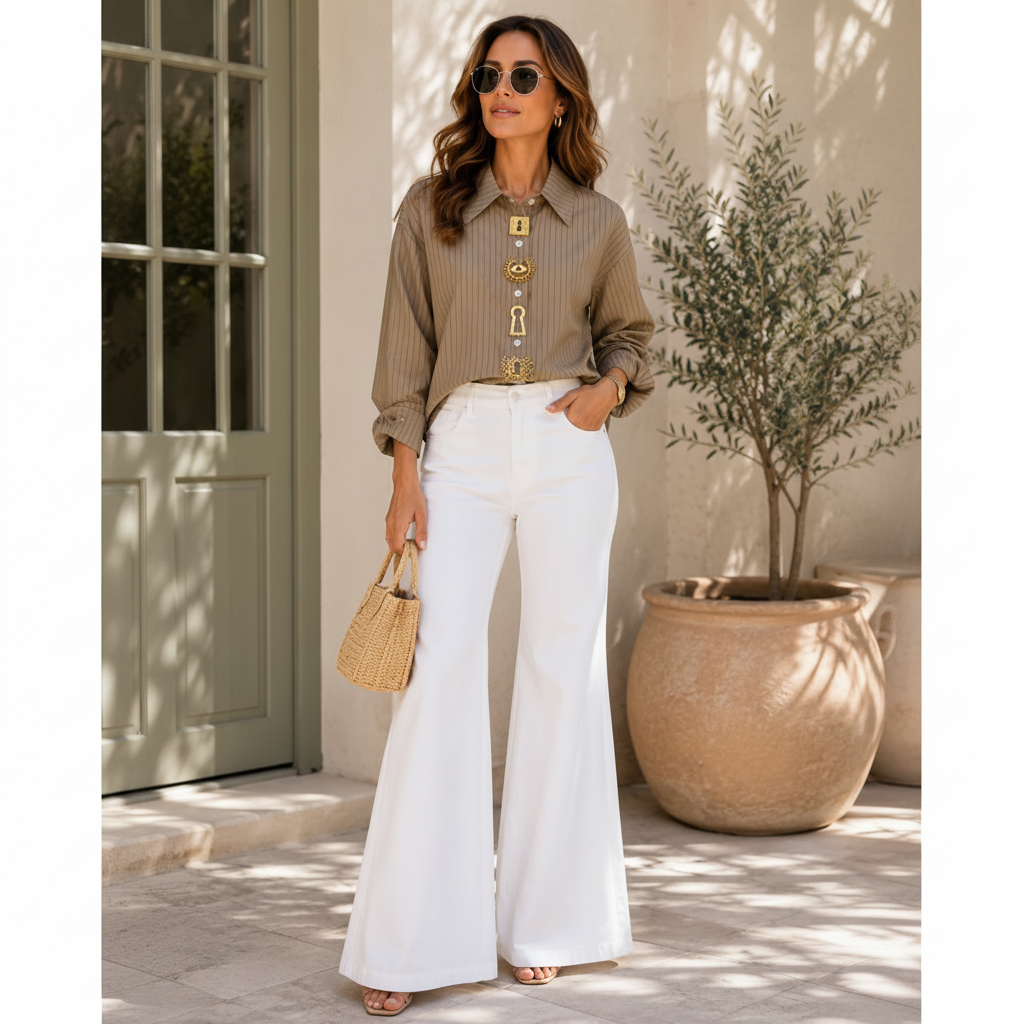 Strip golden button shirt