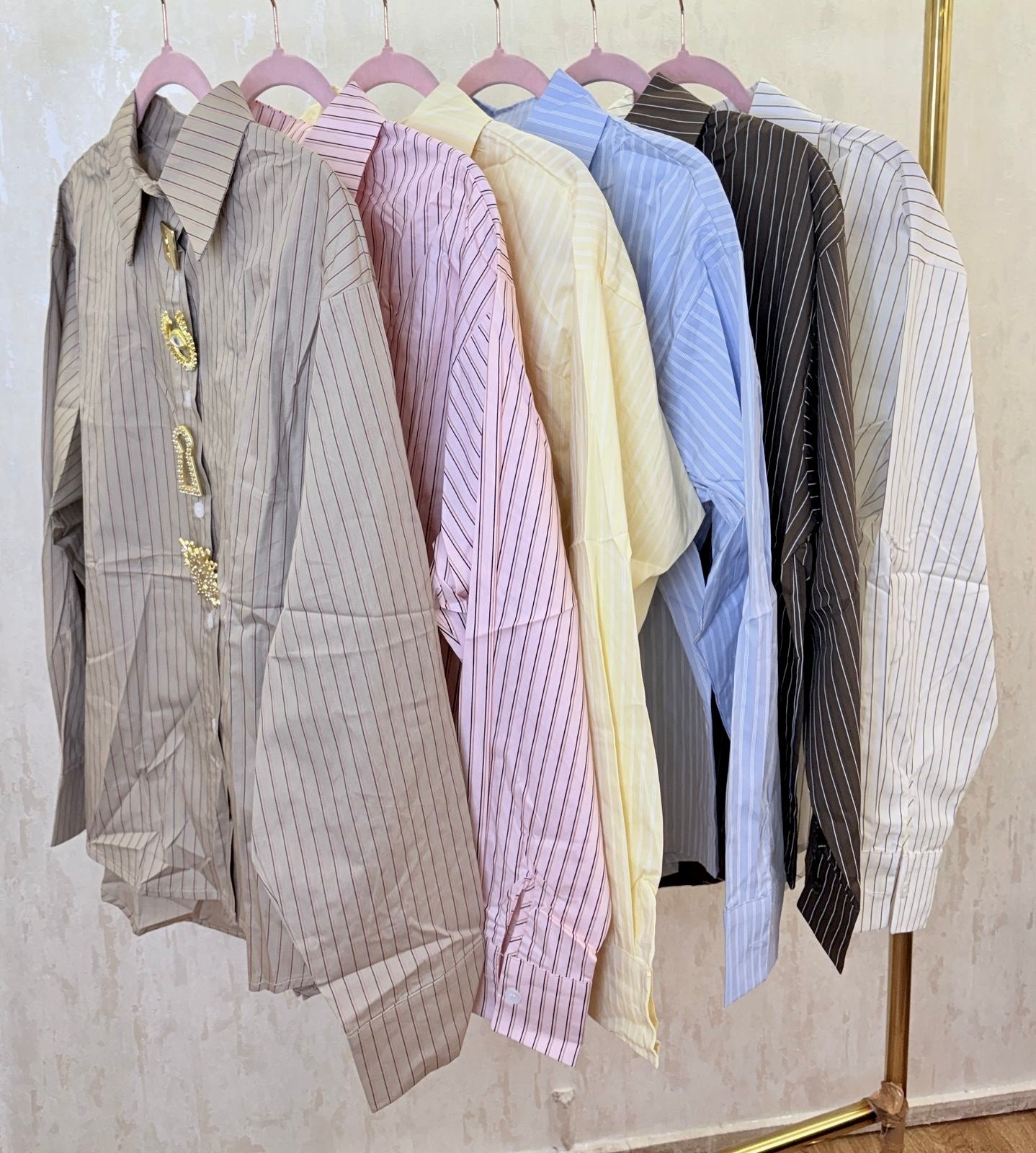 Strip golden button shirt