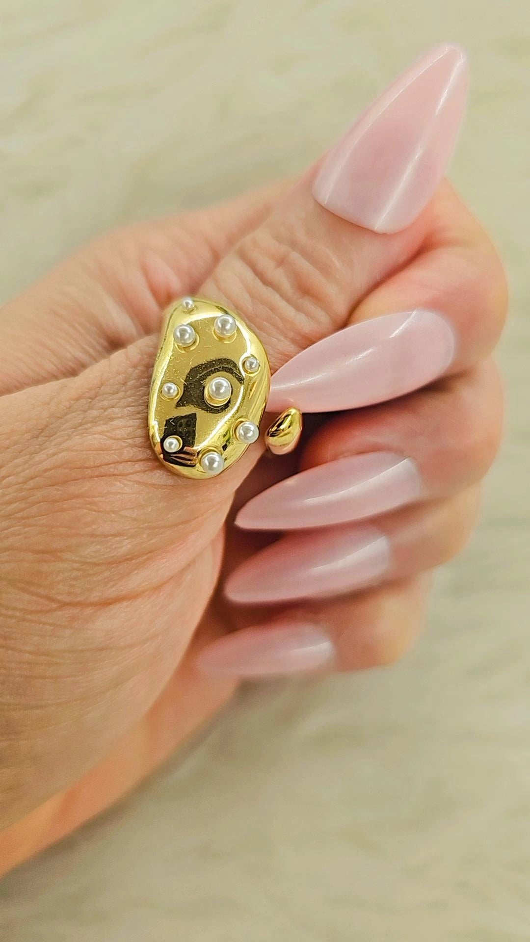 Molten Pearl Cocktail Ring