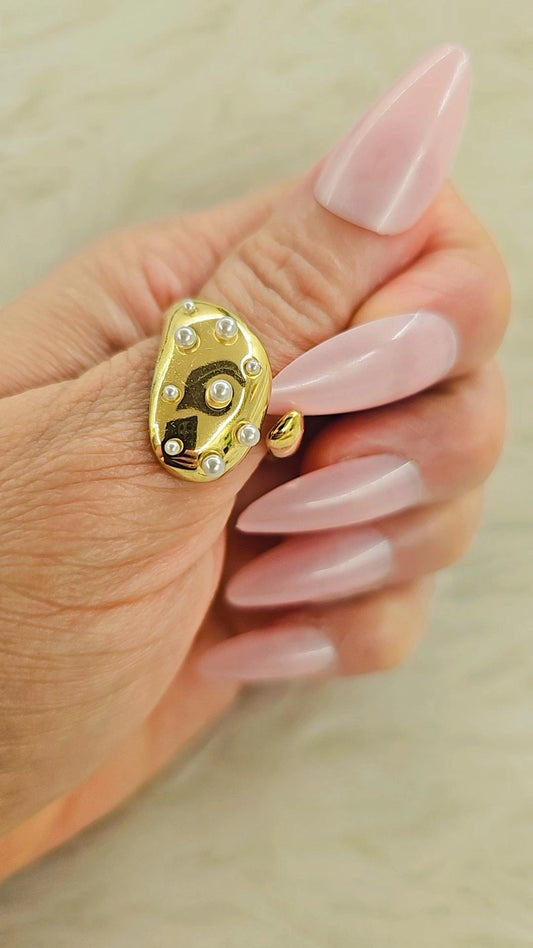 Molten Pearl Cocktail Ring