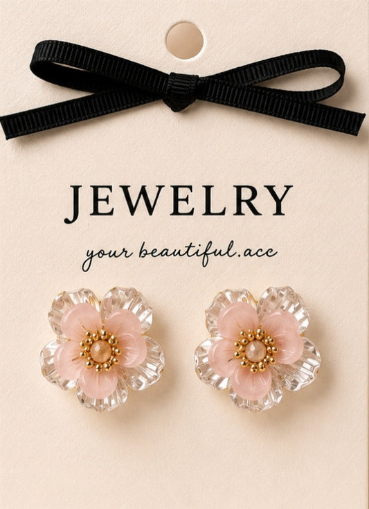 Elegant pink floral stud