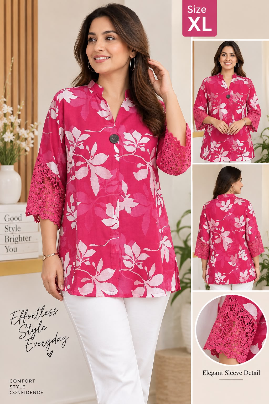 Women’s Pink Floral Printed Tops