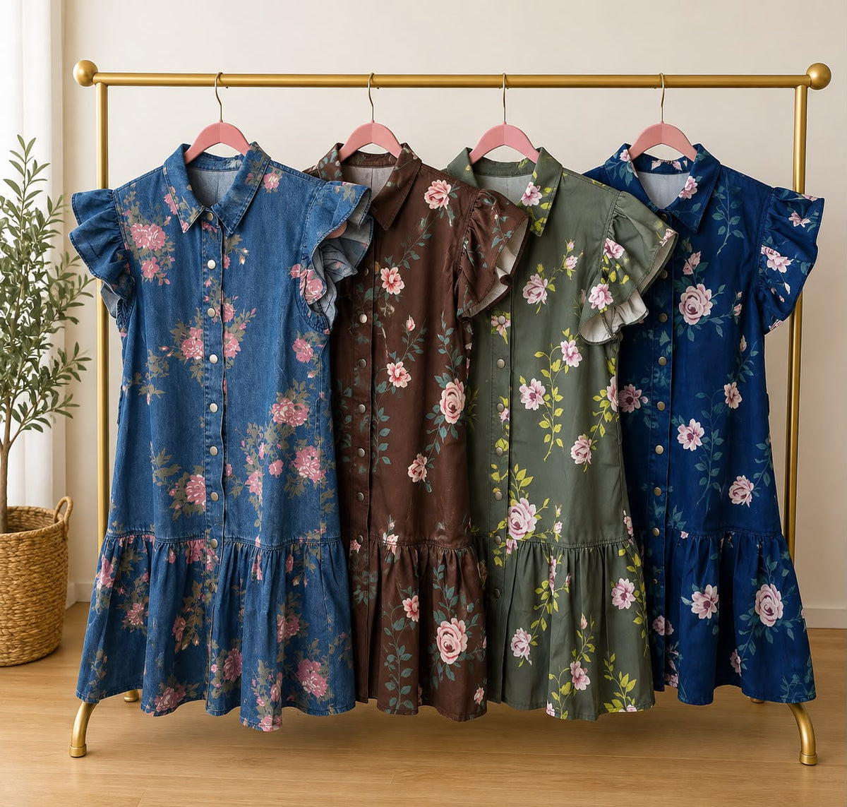 Women’s floral shirt-style mini dress