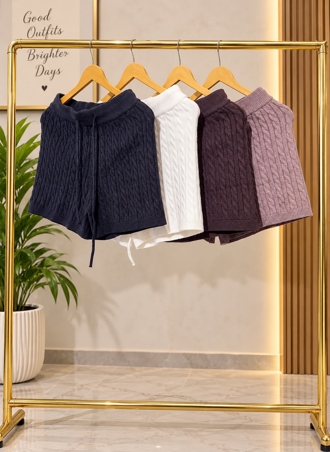 Women’s Olive Green Ribbed Tank Top & Black Knit Shorts Set