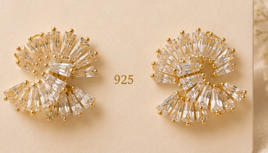 luxury gold floral crystal earrings