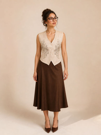 Linen embroidery Waistcoat  ✨