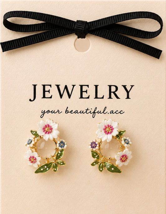 Floral wreath earrings