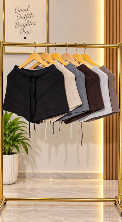 Women’s Black Ribbed Sleeveless Top with Grey Shorts